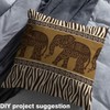 Geometric Elephant Waterproof Fabric by The Yard Brown Abstract Wild