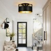 Black Semi Flush Mount Ceiling Light, 15'' Modern Farmhouse Hallway