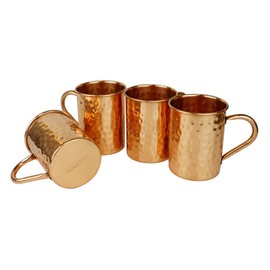 Artigee Moscow Mule Copper Mugs 100% Pure Solid Hammered Red Copper Cups, Food Safe Premium Grade Copper, Mixologists Choice (4 pc 16 oz Tall Classic)