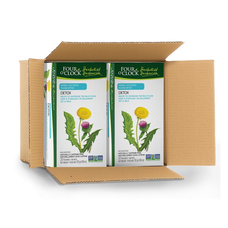 Four O'Clock Herbalist Detox Dandelion Herbal Tea, Non-Gmo, Kosher, Gluten-Free,