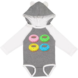 inktastic Coloful Donuts with Sprinkles Long Sleeve Creeper 12 Months Granite & White W Ears 45762