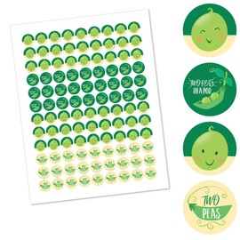 Big Dot of Happiness Double the Fun - Twins Two Peas in a Pod - Baby Shower or First Birthday Party Round Candy Sticker Favors - Labels Fit Chocolate Candy (1 Sheet of 108)