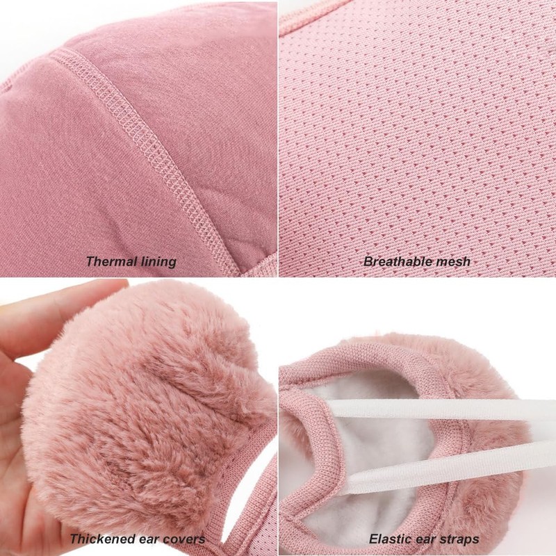 TecHong Unisex Winter Warm Windproof Mask with Fluffy Ear Covers