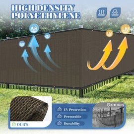 ECOOPTS 5'x40' Privacy Fence Screen Windscreen with Copper Grommets, Fit for Commercial Fence and Residential Garden Outdoor 90% UV Blockage, Cable Zip Ties Included (Brown)