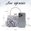 EVEOUT Elegant Satin Flower Evening Handbag with Chain for Women