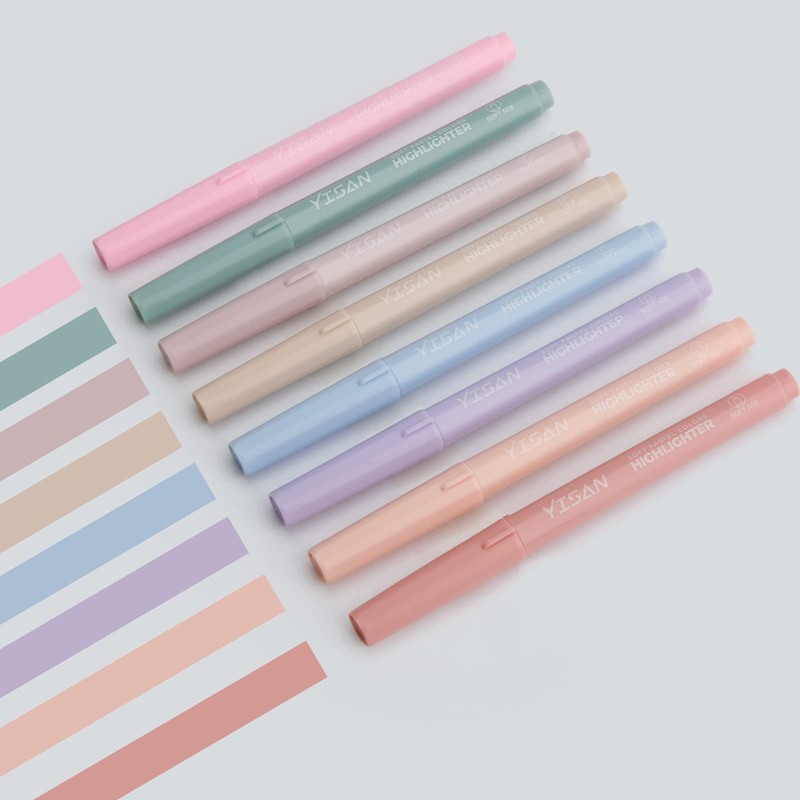 YISAN Pastel Highlighters,Soft Chisel Tip Bible Highlighter Pens No Bleed