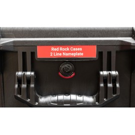 Customizable Laser Engraved Nameplate for Red Rock 50T Cases - Red Nameplate with White Lettering