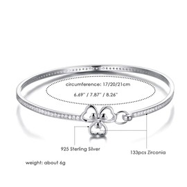 GW Women's Rose Gold Bangle 925 Silver Cubic Zirconia Crystal Bracelets for Women Girls Mum Flowers Bracelet, Crystal Metal, Cubic Zirconia