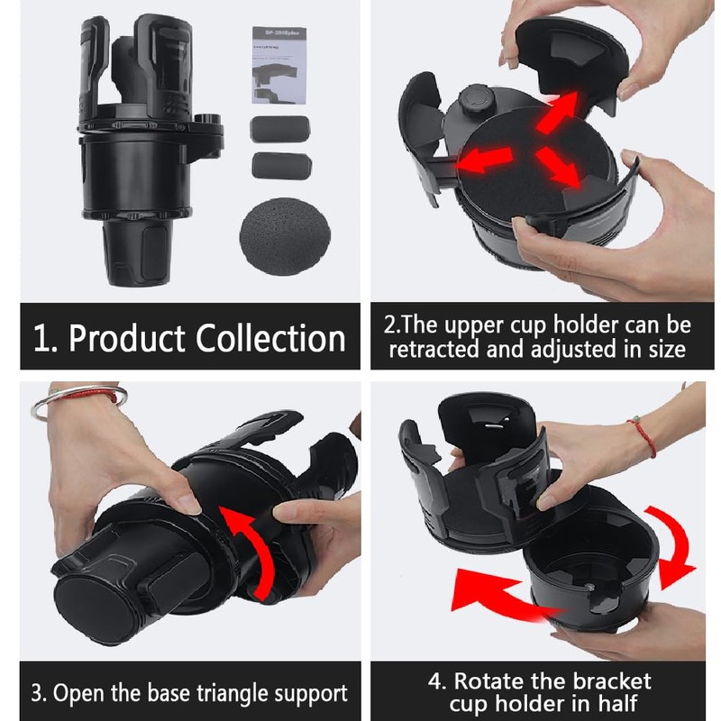 Upgrade Dual Cup Holder Expander, 2 in 1 Multifunction Cup