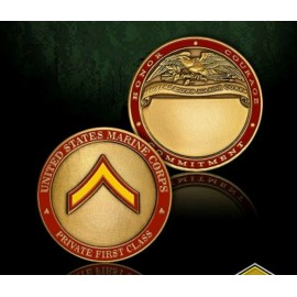 USMC MARINE CORPS PRIVATE FIRST CLASS  PFC ENGRAVABLE EGA 1.75"  CHALLENGE COIN