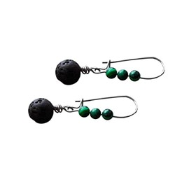 Malachite and Lava Stone Essential Oil Diffuser Kidney Hook Earrings Stainless Steel