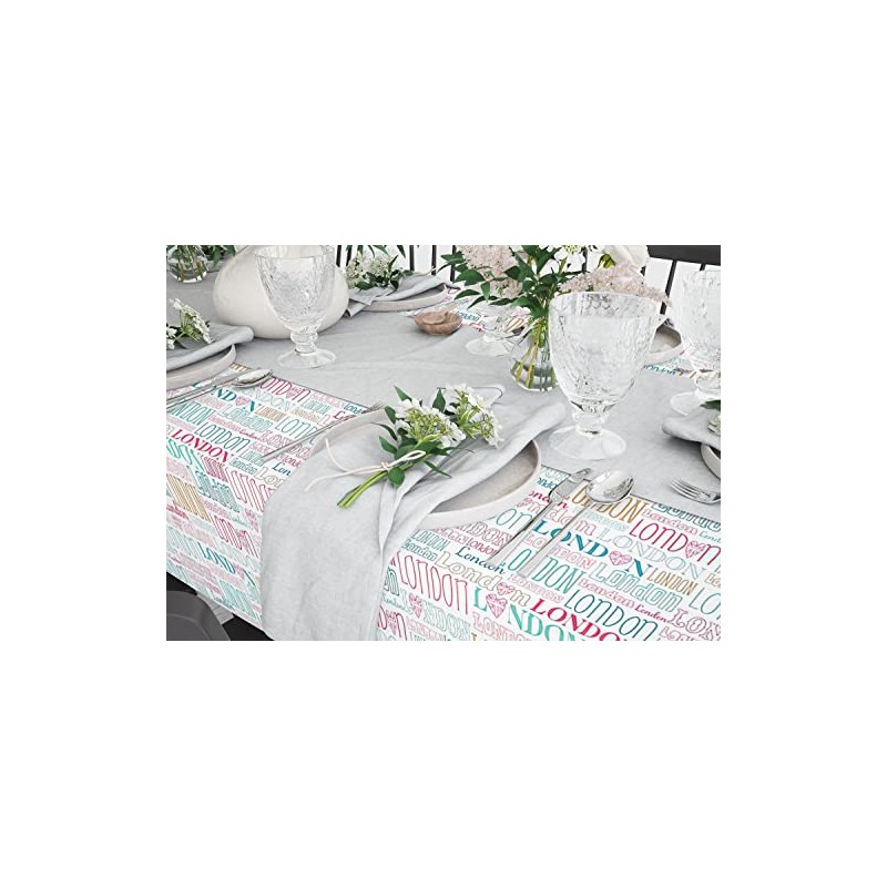 Xtremepads London Word Pattern Pattern - Rectangle Oblong Linen Tablecloth,