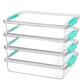Vtopmart 6 Qt (5.7L) Clear Stackable Storage Bins with Lids, Plastic Containers - 4 Pack for Home, Office, School Supplies & Craft Organization