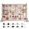 8x6ft White Bookshelf Backdrop Library Books Shelves Modern Office Bookcase