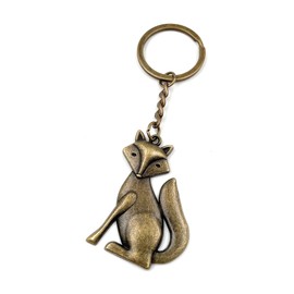 Onwomania - Bronze Fox Hunter Keyring - Metal Lucky Charm Ideal as a Gift e.g. for a Best Friend, Best Friend, Mum - For Men, Women & Children, bronze, Unit size