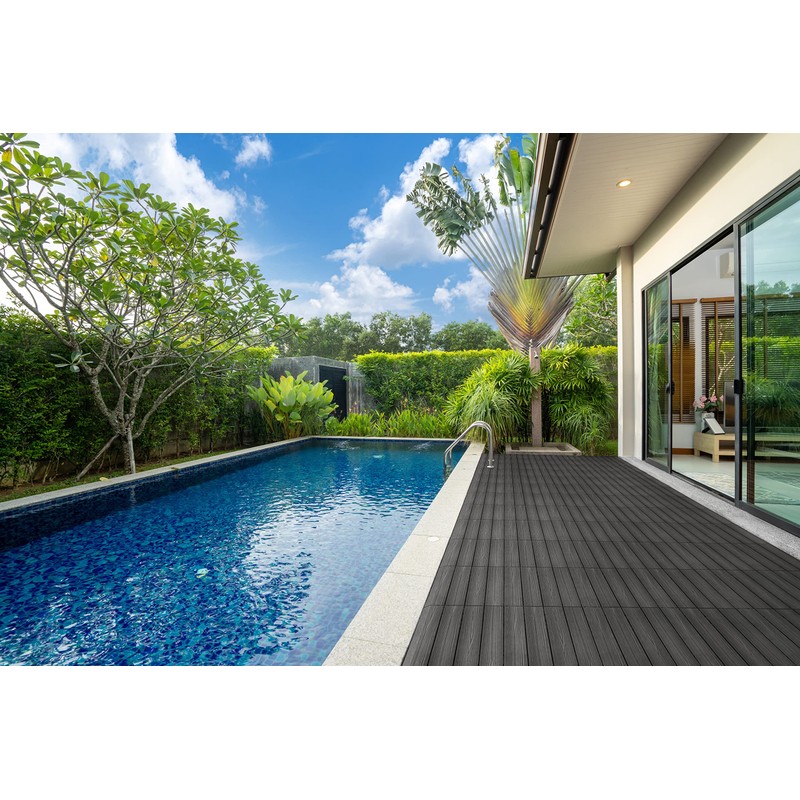 Design House Square Deck Tiles, Interlocking Wood Composite Decking, 1000lb