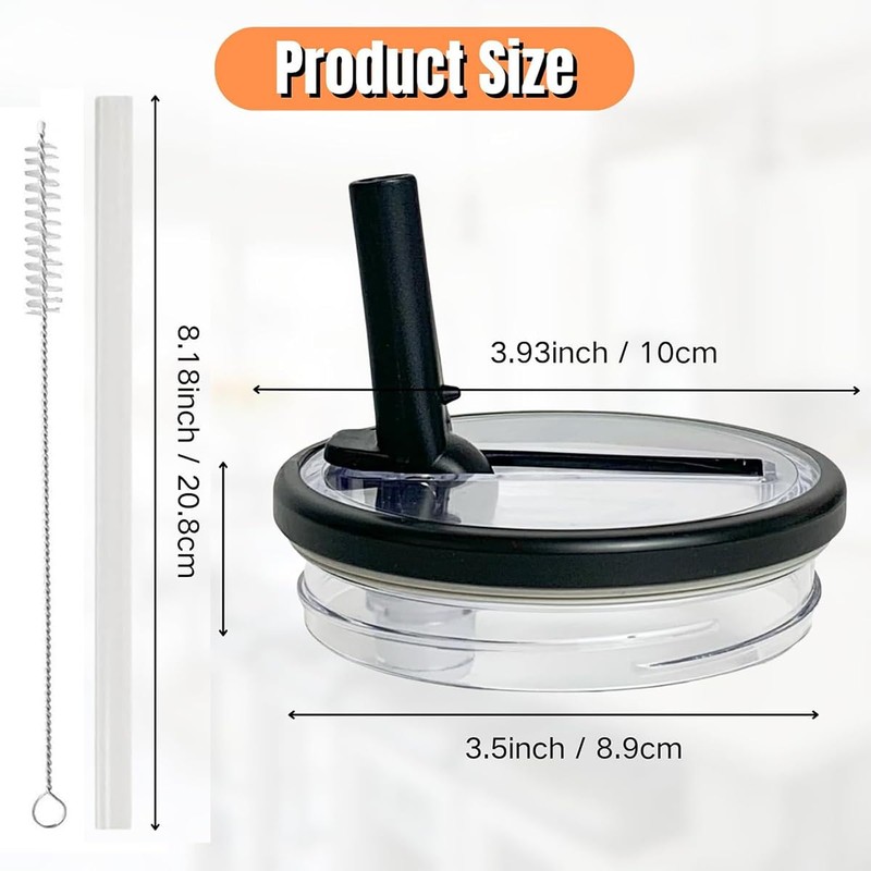 スタンレー蓋交換用40オンス、H2.0スタンレー液体漏れストッパー2個、再利用可能スタンレーストローアクセサリー(ローズクォーツA) (ブラック)