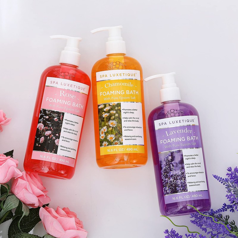 Spa Luxetique Bubble Bath, Foaming Bath with Epsom Salt, Chamomile