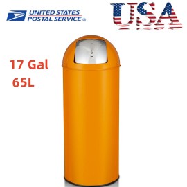 17 Gal / 65L Heavy Duty Tall Commercial Trash Can Brushed Stainless Steel  USA