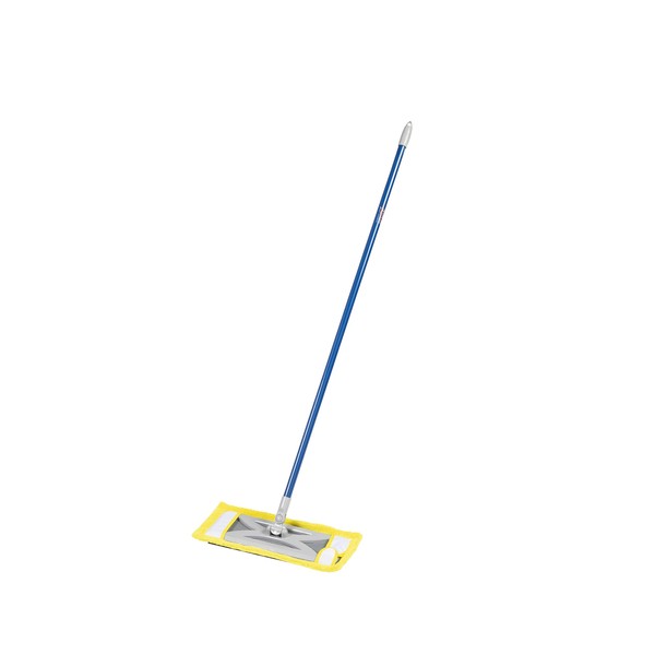 Quickie Microfiber Hardwood Floor Mop, Blue/Yellow, Dry Mop or Wet Mop, Microfiber Mit for Dust and Dirt Pickup, Washable and Reusable