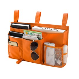 Bseash Bunk Bed Organizer, Bedside Caddy Hanging Bed Organizer Storage Bag 8 Pockets, for College Dorm Rooms Bed, Hospital Bed, Baby Bed Rails, 600D Oxford Cloth (Orange)