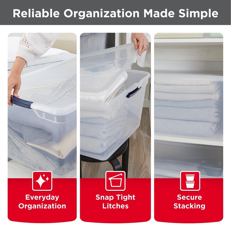 Rubbermaid Cleverstore 95 Qt Clear Storage Bins with Lids, 4-Pack,