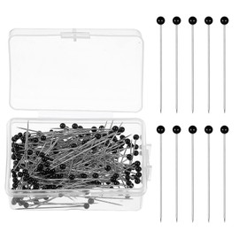 Pack of 250 Pins with Head Large 38 mm Stainless Steel Pins Black Plastic Head Pin Sewing Needles for Jewellery Making Sewing Crafts Sewing Projects Jewelry Components Decoration