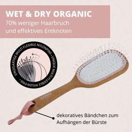 PARSA Beauty Nature Love Cork Hair Brush Small - Sustainable Wet & Dry Brush for Wet and Dry Hair - Hair Brush without Pulling with 70% Cork - Detangling Brush Hair Brushes
