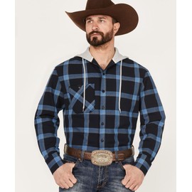 Flannel Hoodie for Men Hooded Flannel Shirt Casual Shirt Mens Buffalo Plaid Shirts Button Down Western Shirt Plaid Hoodie Navy