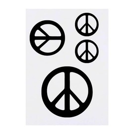 4 x 'Peace Sign' Temporary Tattoos - Water Resistant, Skin-Safe, Non-Toxic Transfers, Mixed Sizes (TO00070152)