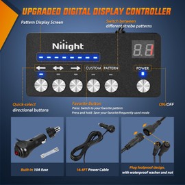 Nilight 144LED Traffic Advisor Strobe Light Bar with Controller Amber Blue Emergency Warning Lights Hazard Interior Front/Rear Windshield Flashing for Cars Plow Trucks Construction Vehicles