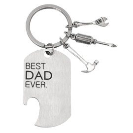 Yonuni Best Dad Ever Gifts from Daughter Son - Stainless Steel Bottle Opener Keychain with Mini Screwdriver Hammer Wrench for Father's Day, Birthday, Wedding, Christmas Gift Ideas