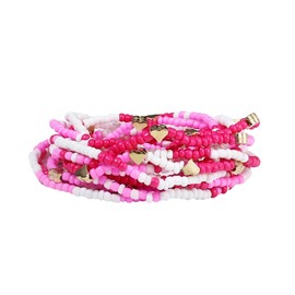 Pingyongchang Stackable Beaded Heart Bracelets Set Pink Red Valentine's Day Women Bohemian Bangles Love Heart Elastic Layering Festive Mother's Day Christmas Holiday Birthday Gifts, 0.3, Acrylic Zinc,