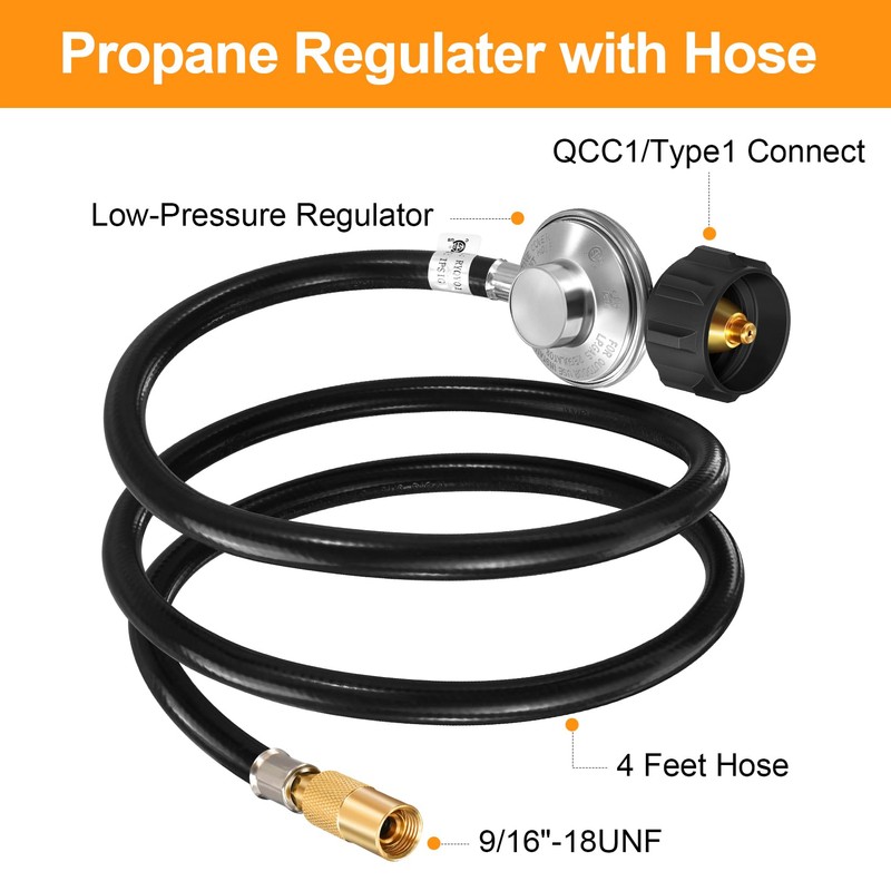 GasSaf 4FT Propane Regulator Hose with Adapter Kit for Blackstone