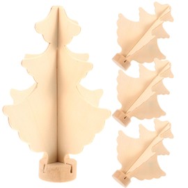 JOINPAYA 4 Pieces Wooden Christmas Tree DIY: Natural Unfinished Crafts Wooden Ornaments Cutouts Embellishments for Hanging Christmas Decoration