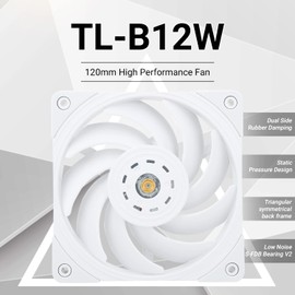 Thermalright TL-B12W 120mm CPU Cooler Fan, Computer Case Fan, PWM Control, 2150RPM, Static-Pressure Performance Fan for S-FDB Bearing(White)