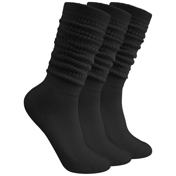 Cooraby 3 Pairs Womens Slouch Socks Soft Breathable Scrunch Knee