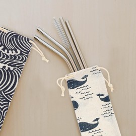 Healeved Straw Carrying Case - 5 Packs Travel Cutlerys Pouch , Reusable Straws Cloth Bag for Straight Drinking Straws , Spoon, Chopsticks - Travel Straws Organizer