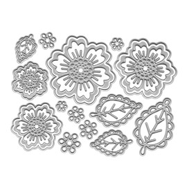 Hying Metal Flowers Cutting Dies for Card Making, Symmetry Pattern Floral Leaf Die Cuts Fall Thanksgiving Flowers Dies Embossing Tool Scrapbooking DIY Etched Stencil Craft Dies