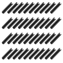 MECCANIXITY 120Pcs Slotted Split Roll Pins 1/10 Inch(2.5mm) Dia. 1/2 Inch(14mm) Length 65Mn Steel Spring Tension Expansion Dowels for Secure Fastening, Black