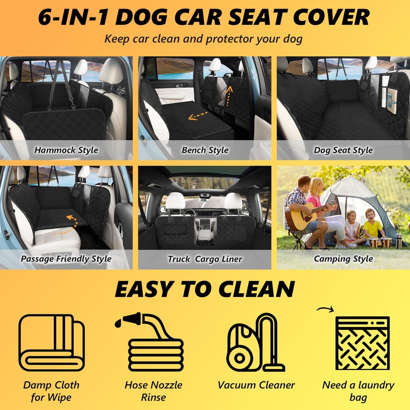 L'AGRATY Dog Car Seat Cover: Waterproof Back Seat Extender for