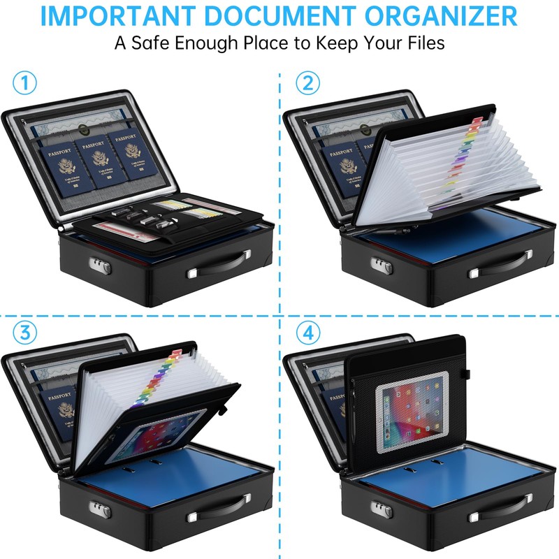 JHSafer Fireproof Document Box with lock, File Organizer with Fireproof