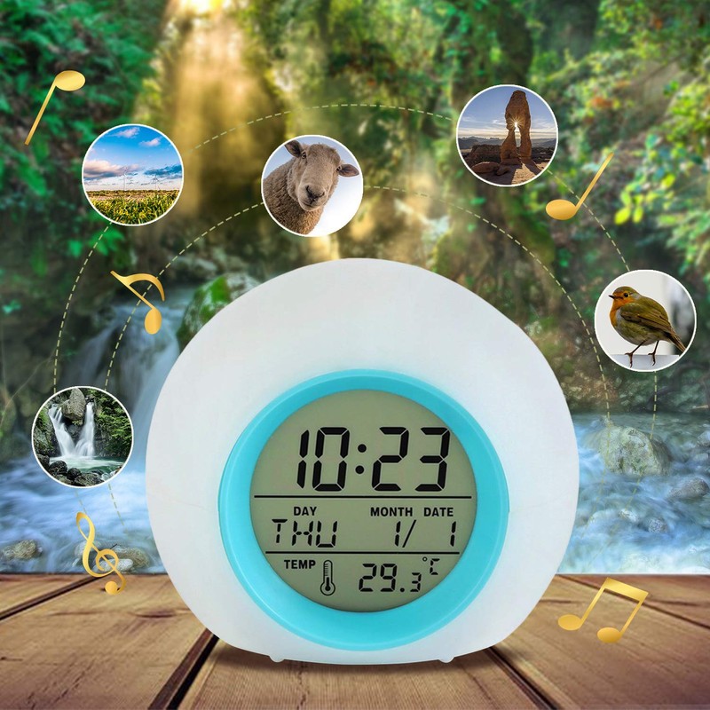 Digitaler LED Wake up Wecker Kinder Erwachsene, 7 Farben ändern
