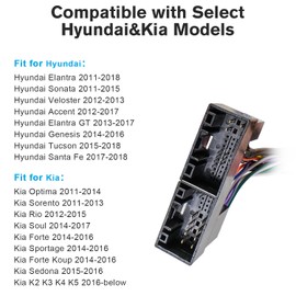 Zenoruslky Car Radio Stereo Wiring Harness Kit Compatible with Hyundai Accent Elantra Sonata Tucson Kia Optima Rio K2 Aftermarket Radio Wire Harness Adapter 42Pin Car Stereo Connector to 16Pin