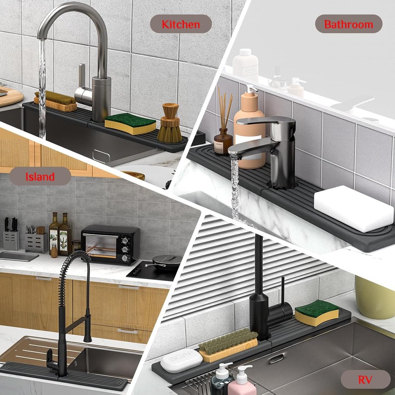 24'' Faucet Mat for Kitchen Sink, Long Diatomite Fast Drying
