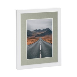 Nicola Spring 1x White 8" x 10" Photo Frame with Grey 5" x 7" Mount - Glass Aperture Home Picture Wall Hanging Landscape Portrait Display