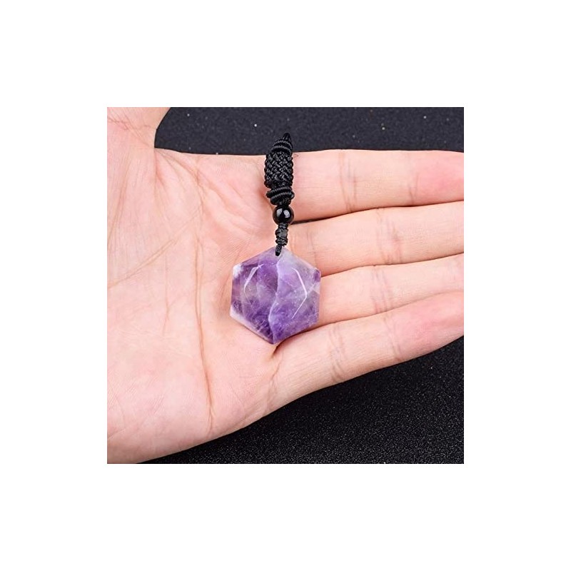 RICHARD-911 Collar Estrella Hexagonal De Amatista Piedra Natural Amuleto Meditación