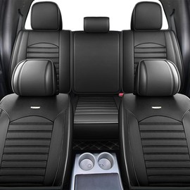 Seat Cover Custom For 2009-2022 Ford F150 Truck Custom PU Leather Front+Rear Set - Color: Black, Year: 2009-2014