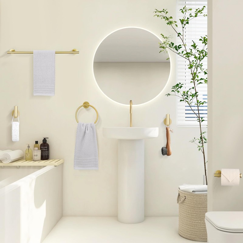 TURS Brushed Gold 5 Piece Bathroom Hardware Set, SUS304 Stainless