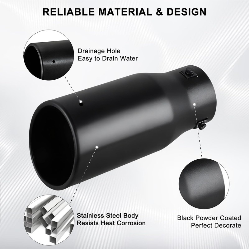 Mupera Adjustable 1.5"-2.5" Exhaust Tip - Professional Black Exhaust Tips,